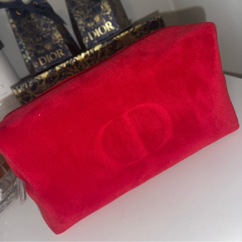 Dior Red Velvet Makeup Pouch